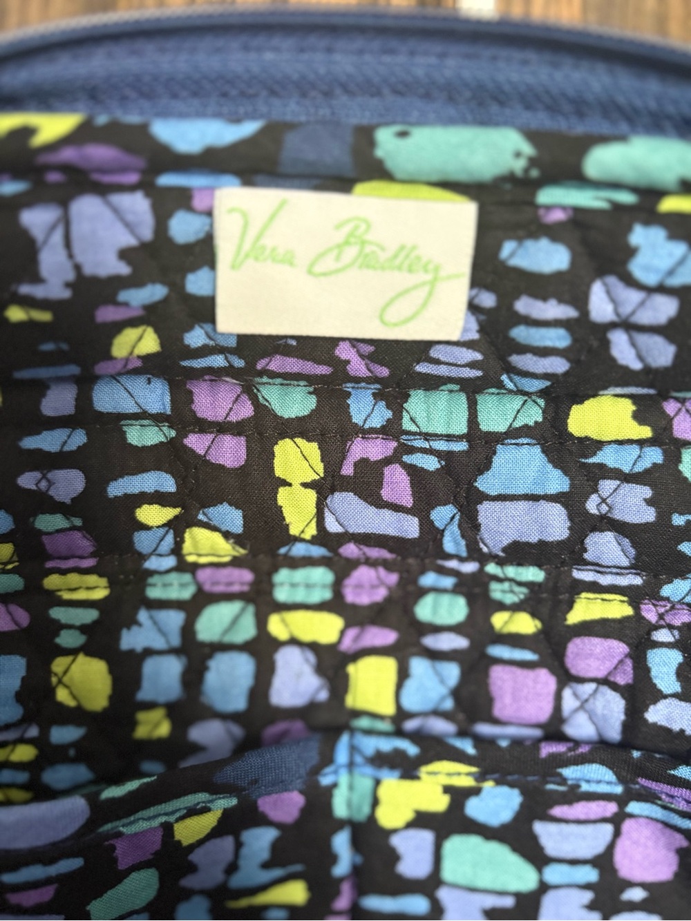 Vera Bradley Navy Quilted Floral Mini Backpack in Indigo Pop - Picture 7 of 8